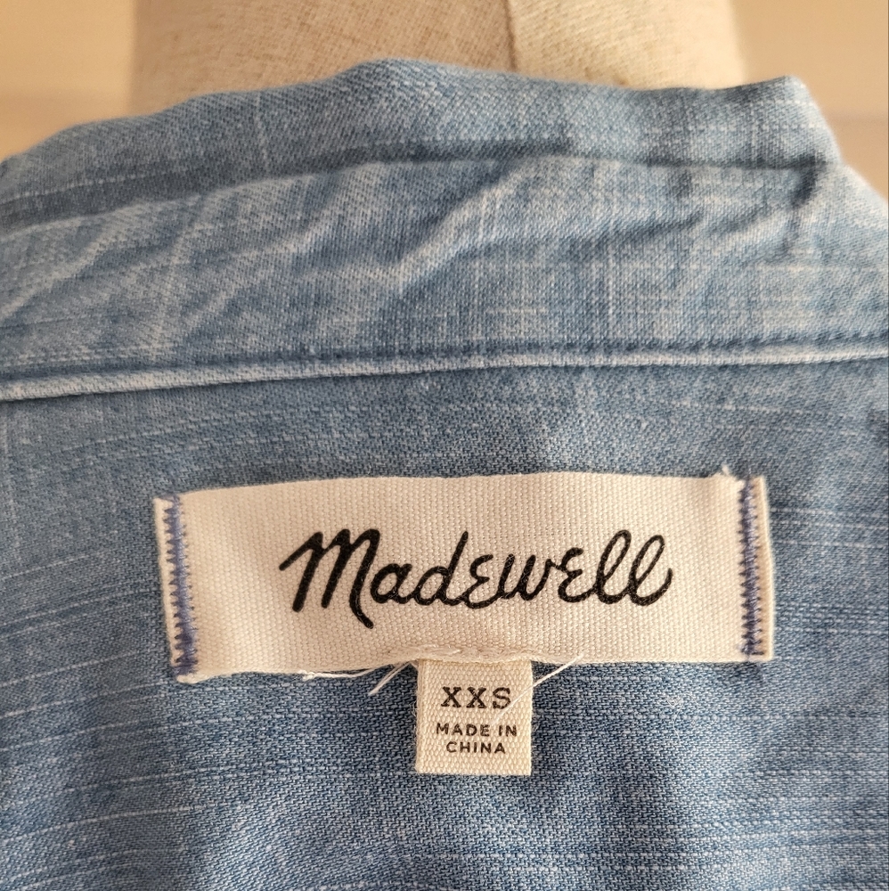 Madewell Central Shirt in Roberta Indigo, Oversize Dolman Chambray Denim XXS - Picture 6 of 6